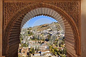 Alhambra Arch Granada Cityscape Andalusia Spain