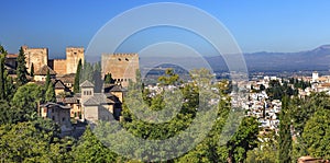 Alhambra Castle Towers Cityscape Granada Andalusia Spain