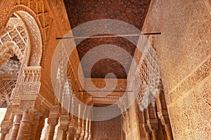 Alhambra Courtyard Arches Moorish Wall Designs Granada Spain