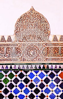 Alhambra Courtyard Moorish Wall Designs Granada Andalusia Spain