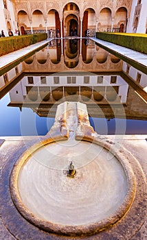 Alhambra Courtyard Myrtles Fountain Pool Granada Andalusia