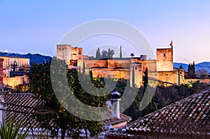 Alhambra fortress night view