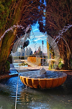 Alhambra garden Fountain, Granada, Spain