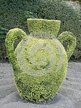 Alhambra Granada decorative garden with bush arches outdoor