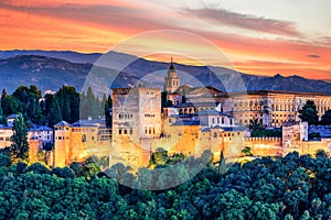 Alhambra of Granada, Spain.