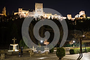 Alhambra in Granada, Spain as seen from Paseo de los Tristes photo