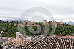 The Alhambra from Mirador de San Nicolas in Granada, Andalusia