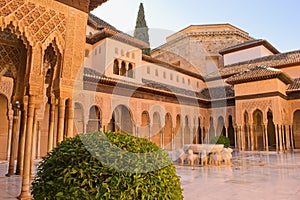 Alhambra moorish castle -  Nasrid palace interior, Granada, Spain