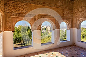 Alhambra Moorish Wall Designs City View Granada Andalusia Spain