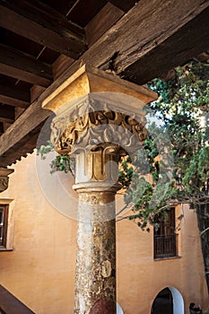 The Alhambra, Spain. Decorative column of one of its corridors