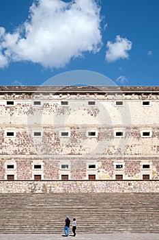 Alhondiga de Granaditas: A historic building in Guanajuato, Mexico, against a cloudy sky photo