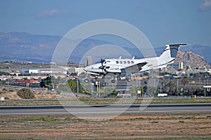 Alicante Airport Arrival OF A Light Aircraft - Propeller Plane Landing