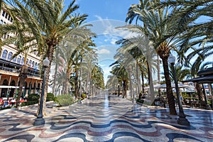 Alicante Alacant town city boulevard Esplanada d`Espanya with palms travel traveling holidays vacation in Spain photo