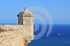 Alicante castle turret landscape