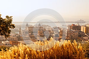 Alicante cityscape skyline in mediterranean sea