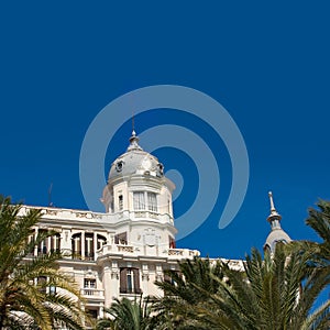 Alicante La Explanada buildings with plam trees in Valencia photo