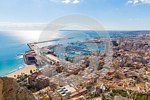 Alicante skyline aerial from Santa Barbara Castle