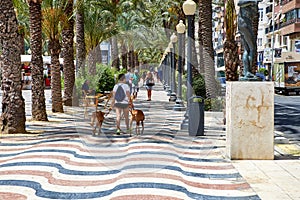 Alicante, Spain - June 30, 2016: The promenade Explanada of Spain in Alicante is paved with 6.5 million marble floor