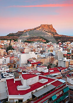 Alicante - Spain, View of Santa Barbara Castle on Mount Benacantil