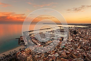 Alicante view at sunset