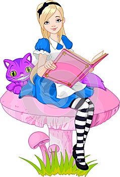 Alice holding book