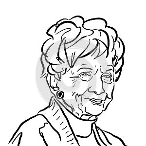 Alice Munro portrait line art hand drawn illustration