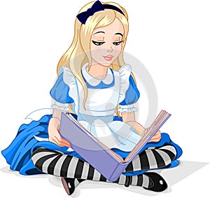 Alice reading a book