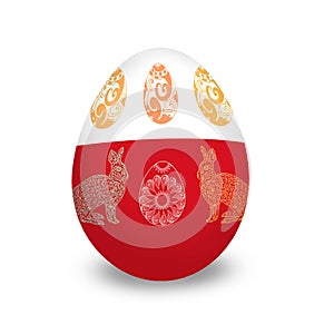 Alice in Wonderland style 3d rendered Easter eggs with illustrations isolated on white background