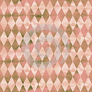 Alice in Wonderland style watercolor diamond rhombus  seamless pattern