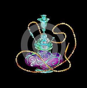 Alice in Wonderland Watercolor hand drawn  hookah nargileh isolated