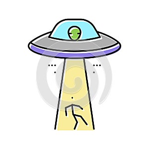 alien abduction color icon vector illustration