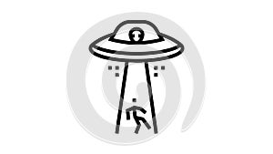 alien abduction line icon animation