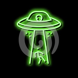 alien abduction neon glow icon illustration