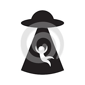 Alien Abduction Silhouette. Isolated Vector Illustration