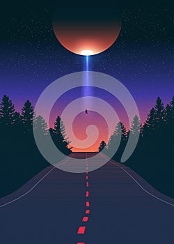 Alien Abduction Vector Art