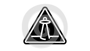 alien abduction warning glyph icon animation