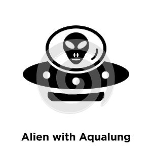 Alien with Aqualung icon vector isolated on white background, lo