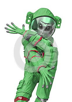 Alien astronaut on street dance pose