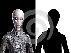 Alien being bust with alpha channel photo
