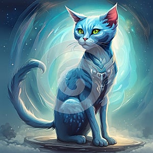 alien blue cat, aggressive animal, aliens,