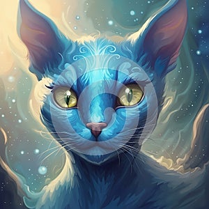 alien blue cat, aggressive animal, aliens,