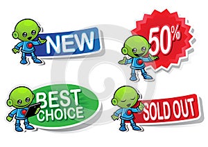 Alien Character Selling Stickers