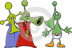 Alien characters cartoon illustration