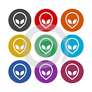 Alien color icon set isolated on white background