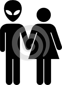 Alien Couple Funny Restroom Bathroom Sign Space
