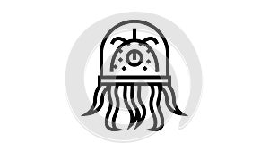 alien creature with tentacles line icon animation