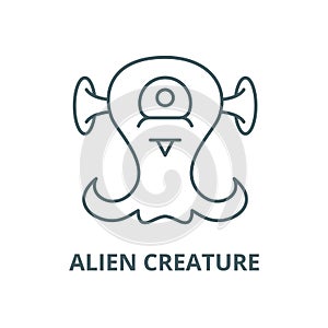 Alien creature vector line icon, outline concept, linear sign