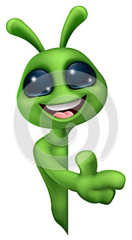 Alien Cute Little Green Man Martian Cartoon Mascot