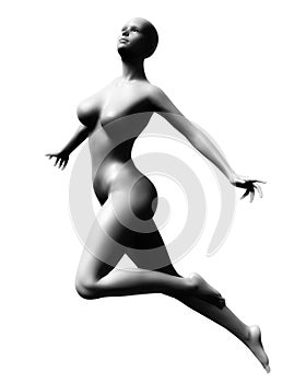 Alien, Cyborg or Android Female Isolated on White