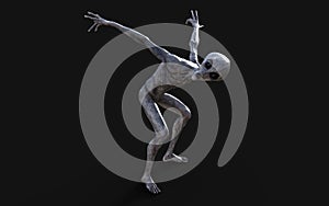 Alien on dark background with clipping path.